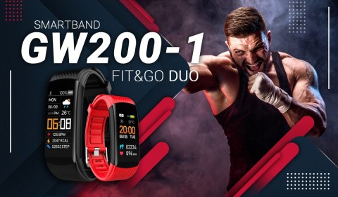 Giewont Smartband GIEWONT Fit&GO Duo GW200-1 - Black + Pasek Alert Red