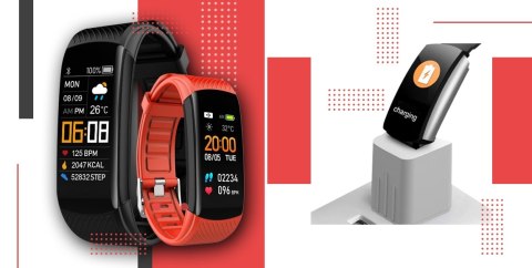 Giewont Smartband GIEWONT Fit&GO Duo GW200-1 - Black + Pasek Alert Red