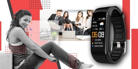 Giewont Smartband GIEWONT Fit&GO Duo GW200-1 - Black + Pasek Alert Red