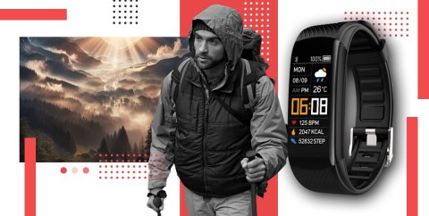 Giewont Smartband GIEWONT Fit&GO Duo GW200-1 - Black + Pasek Alert Red