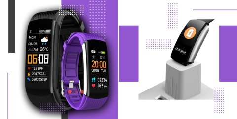 Giewont Smartband GIEWONT Fit&GO Duo GW200-3 - Black + Pasek Flora Violet