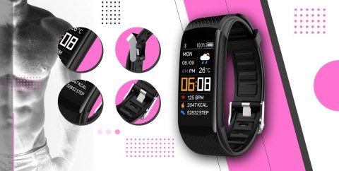 Giewont Smartband GIEWONT Fit&GO Duo GW200-4 - Black + Pasek Think Pink