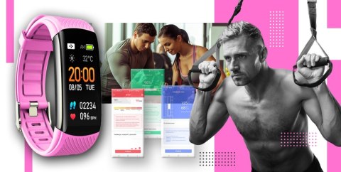 Giewont Smartband GIEWONT Fit&GO Duo GW200-4 - Black + Pasek Think Pink