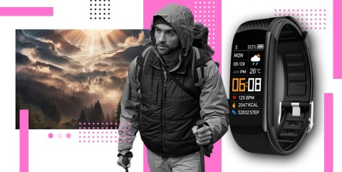 Giewont Smartband GIEWONT Fit&GO Duo GW200-4 - Black + Pasek Think Pink