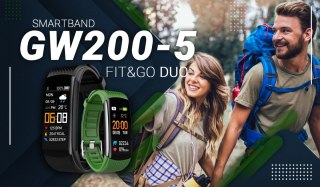 Giewont Smartband GIEWONT Fit&GO Duo GW200-5 - Black + Pasek Go Green