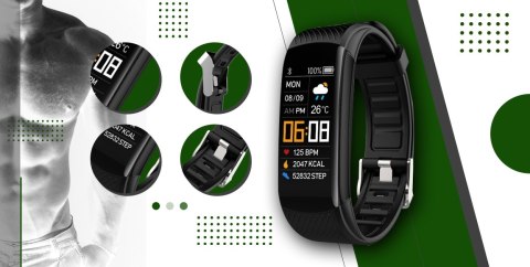 Giewont Smartband GIEWONT Fit&GO Duo GW200-5 - Black + Pasek Go Green