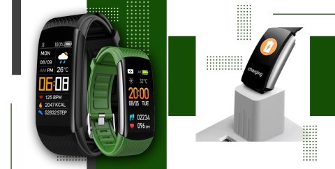 Giewont Smartband GIEWONT Fit&GO Duo GW200-5 - Black + Pasek Go Green