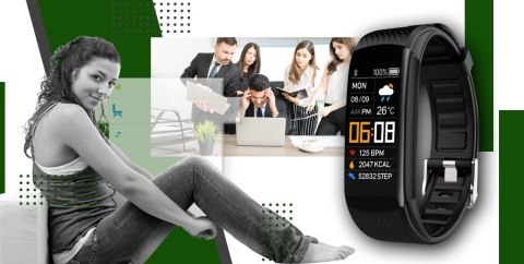 Giewont Smartband GIEWONT Fit&GO Duo GW200-5 - Black + Pasek Go Green