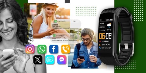 Giewont Smartband GIEWONT Fit&GO Duo GW200-5 - Black + Pasek Go Green