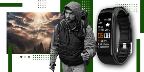 Giewont Smartband GIEWONT Fit&GO Duo GW200-5 - Black + Pasek Go Green