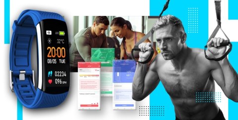 Giewont Smartband GIEWONT Fit&GO Duo GW200-7 - Black + Pasek Sky Blue