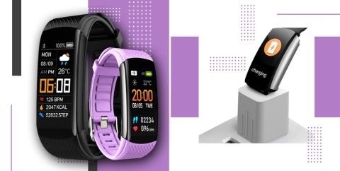 Giewont Smartband GIEWONT Fit&GO Duo GW200-8 - Black + Pasek Touch of Lavender