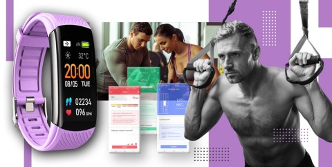 Giewont Smartband GIEWONT Fit&GO Duo GW200-8 - Black + Pasek Touch of Lavender