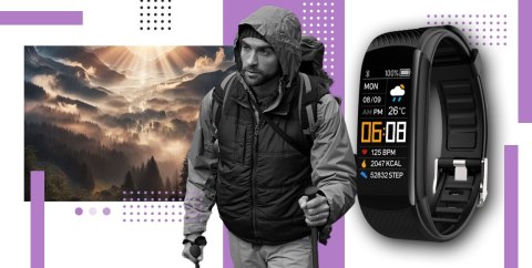 Giewont Smartband GIEWONT Fit&GO Duo GW200-8 - Black + Pasek Touch of Lavender