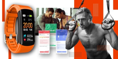 Giewont Smartband GIEWONT Fit&GO Duo GW200-9 - Black + Pasek Orange Power