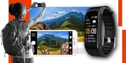 Giewont Smartband GIEWONT Fit&GO Duo GW200-9 - Black + Pasek Orange Power