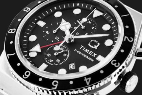 Timex Zegarek Męski TIMEX Q Timex 3-Time Zone Chronograph TW2V69800 + BOX