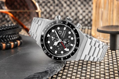 Timex Zegarek Męski TIMEX Q Timex 3-Time Zone Chronograph TW2V69800 + BOX