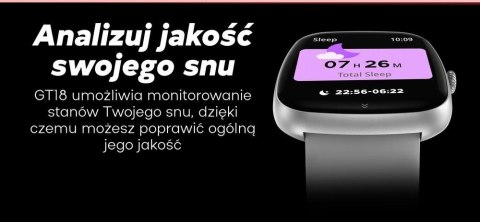 Gravity Smartwatch Damski GRAVITY GT18-1 Różowy Pasek Silikonowy + Czarny Pasek