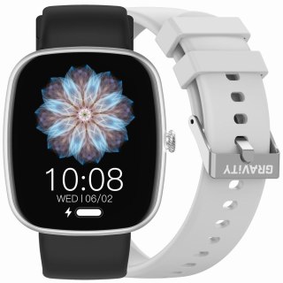Gravity Smartwatch Damski GRAVITY GT18-5 Czarny Pasek Silikonowy + Szary Pasek