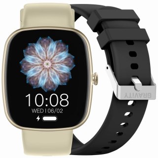 Gravity Smartwatch Damski GRAVITY GT18-7 Beżowy Pasek Silikonowy + Czarny Pasek