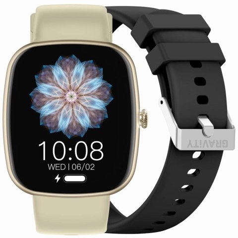 Gravity Smartwatch Damski GRAVITY GT18-7 Beżowy Pasek Silikonowy + Czarny Pasek