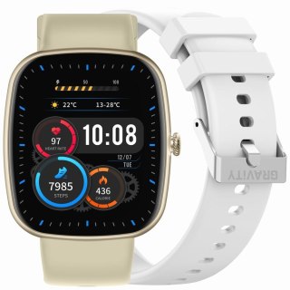 Gravity Smartwatch Damski GRAVITY GT18-8 Beżowy Pasek Silikonowy + Biały Pasek