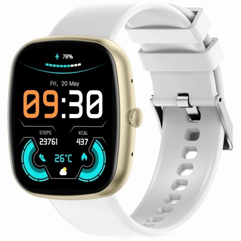Gravity Smartwatch Damski GRAVITY GT18-8 Beżowy Pasek Silikonowy + Biały Pasek