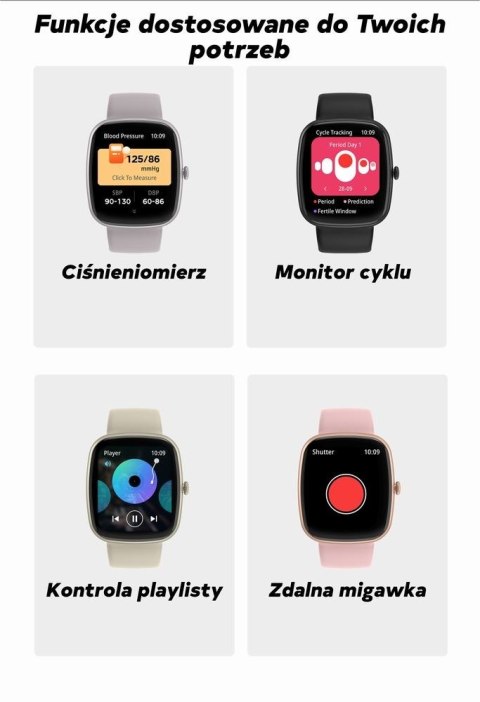Gravity Smartwatch Damski GRAVITY GT18-8 Beżowy Pasek Silikonowy + Biały Pasek