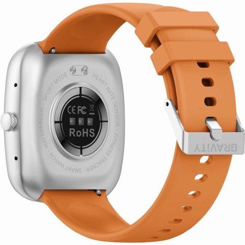 Gravity Smartwatch Męski GRAVITY GT18-4 Pomarańczowy Pasek Silikonowy + Czarny Pasek
