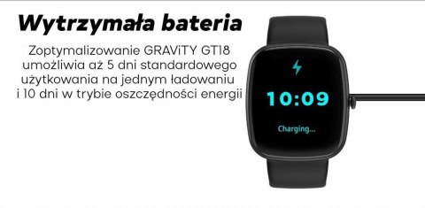Gravity Smartwatch Męski GRAVITY GT18-6 Czarny Pasek Silikonowy + Granatowy Pasek