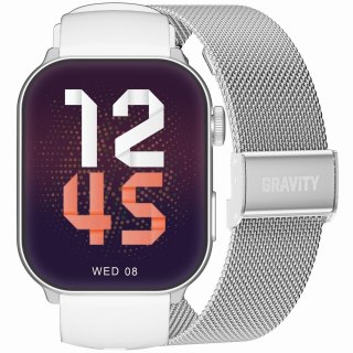 Gravity Smartwatch Damski GRAVITY GT28-10 Pasek + Bransoleta Biało Srebrny