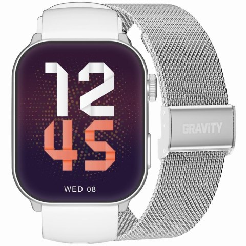 Gravity Smartwatch Damski GRAVITY GT28-10 Pasek + Bransoleta Biało Srebrny