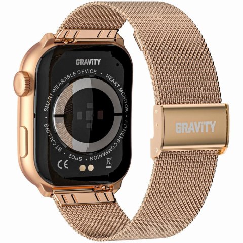 Gravity Smartwatch Damski GRAVITY GT28-5 Pasek + Bransoleta Różowe złoto Czarny