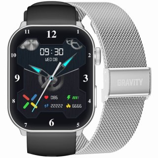 Gravity Smartwatch Damski GRAVITY GT28-9 Pasek + Bransoleta Czarno Srebrny
