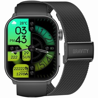 Gravity Smartwatch Męski GRAVITY GT28-1 Pasek + Bransoleta Czarny
