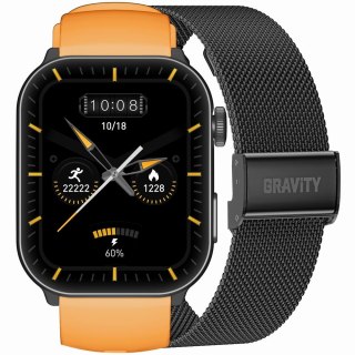 Gravity Smartwatch Męski GRAVITY GT28-2 Pasek + Bransoleta Pomarańczowo Czarny