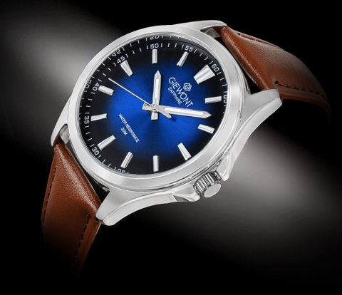 Giewont Zegarek Męski Giewont Elegance Sapphire Brązowo Niebieski GW5160-A4