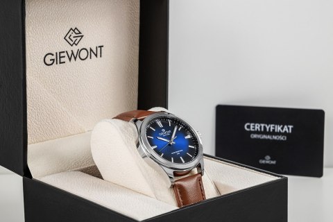 Giewont Zegarek Męski Giewont Elegance Sapphire Brązowo Niebieski GW5160-A4