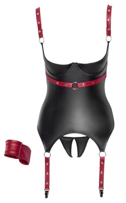Zestaw bielizny ouvert Cottelli BONDAGE z obrożą i kajdankami M