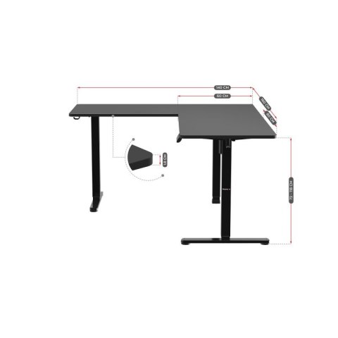 Biurko gamingowe narożne elektryczne Hero 9.5 Black 160 cm