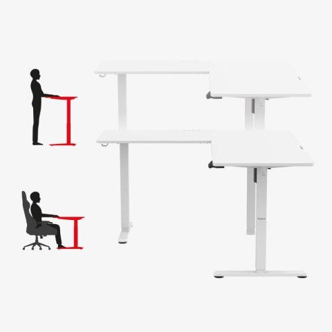 Biurko gamingowe narożne elektryczne Hero 9.5 White 160 cm