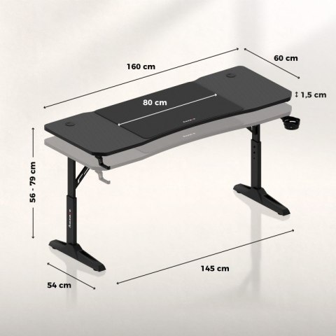 Biurko gamingowe Hero 4.6 Black 160 cm
