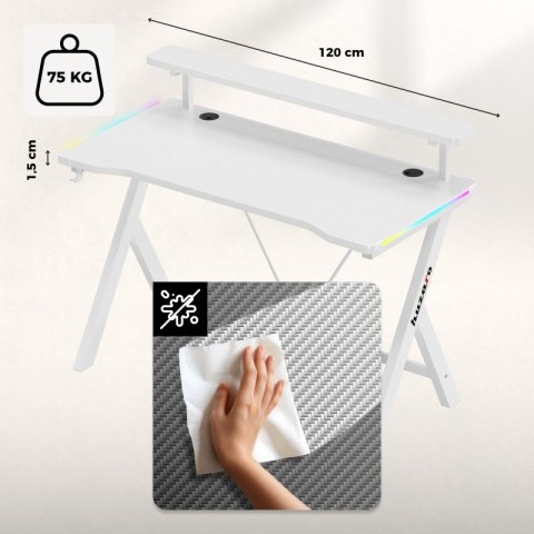 Biurko gamingowe Hero 1.9 RGB White 120 cm