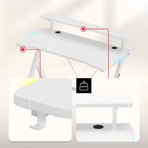 Biurko gamingowe Hero 1.9 RGB White 120 cm