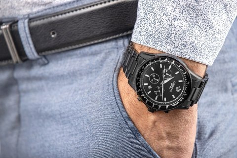 Giewont Zegarek Męski Giewont Chronograph Sapphire Czarny GW3520-B1