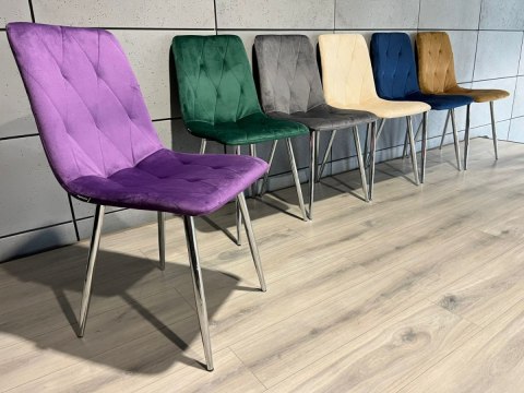 Lugano Krzesło tapicerowane BORGO VELVET PURPLE SILVER