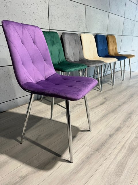 Lugano Krzesło tapicerowane BORGO VELVET PURPLE SILVER