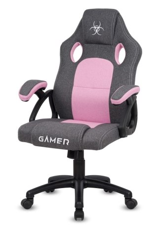 Lugano Fotel obrotowy do biurka CARRERA M STONE GREY + PINK FABRIC