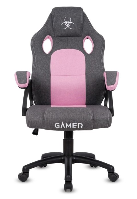 Lugano Fotel obrotowy do biurka CARRERA M STONE GREY + PINK FABRIC